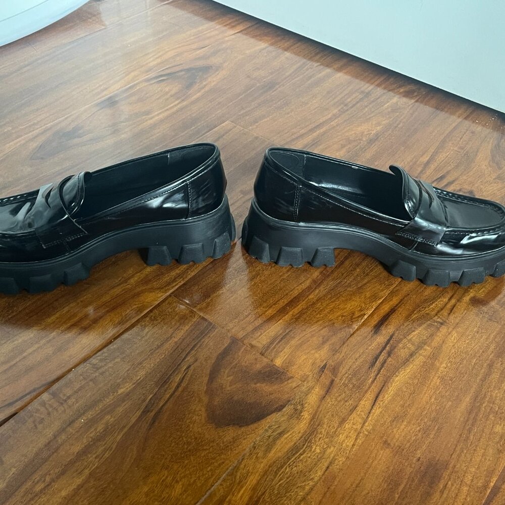 Womens Bar lll PAZP lug Sole chunky loafers Slip On Shoes Black Size 9 NIB - Picture 2 of 9